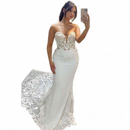 Élégant sirène mariage Dr femmes 2024 dentelle dos ouvert chérie Strapl applique robe de mariée balayage train robes de Noiva c8iL #