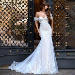 Elegante Zeemeermin Trouwjurk Sweetheart Kant Applicaties Mouwloos Backless Bruidsjurken Vloerlengte Vestido De Novia YD 328 328