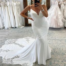 Robes de mariée de sirène élégante 2024 STACTES SPAGHETTI SEXY