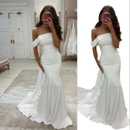 Robes de mariée sirène élégante Robe nuptiale hors de l'épaule sans manches sur mesure de plage de plage de plage country vestido de novia plus taille 403