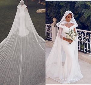 Robes de mariée sirène élégantes avec de longues enveloppes en dentelle sur l'épaule dos nu robe de mariée Bling robes de mariée grande taille robes de Noiva