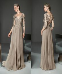 Elegante moeder van de bruid jurken half lange mouwen appliqued v nek een lijn bruiloft gasten avondjurk aangepast plus size moeder 2228083