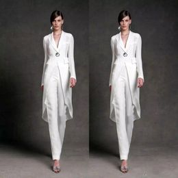 Elegant Mother of the Bride Pant Suits avec veste pour le mariage V Neck Mother's Formal Cost Long Man à manches longues Soirée de bal Forme D 242T