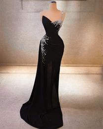 Élégant nouveau noir arrivées chérie sirène robes De Bal perlée cristal fête d'anniversaire soirée Robe formelle Robe De Bal