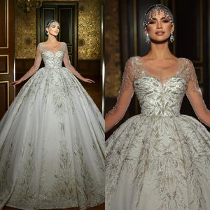 Elegante O-hals trouwjurken baljurk luxe strass kristallen kralen jurken nieuwe vestidos op maat gemaakt