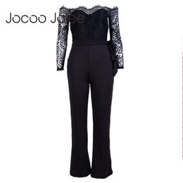 Elegant Off Shoulder Rompertjes Dames Zomer Jumpsuit Sexy Dames Casual Lange Pant Suit Overalls Wit Kant Playsuits 210428