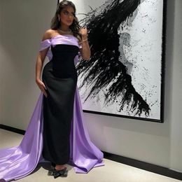 Robe de soirée en Satin élégante, épaules dénudées, avec gaine à nœud, robe formelle avec traîne de balayage, robe de soirée de Gala