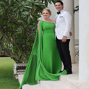 Élégante une épaule mère de la robe de mariée vert 2022 Dubaï soirée grande taille en mousseline de soie robe d'invité de mariage formelle femmes bal fête robes De Fiesta