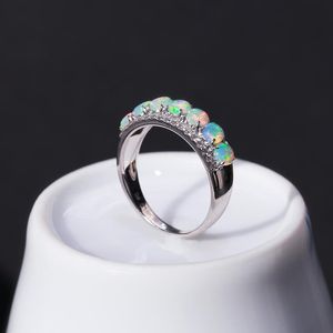 Elegante Opal -kristallen Ringen voor vrouwen 925 Sterling Silver Ring Wedding Statement Sieraden Anillos Bague Femme Plata 925