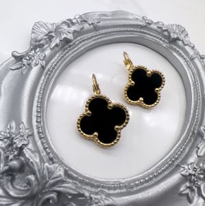 Pendientes de acero inoxidable 316L para mujer, aretes elegantes, originales, con flor grande, dorado y negro, joyería de boda, regalo de Navidad