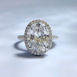 Élégant ovale 4ct Lab Moissanite bague en diamant 100% réel 925 en argent Sterling fête bagues de mariage pour les femmes bijoux de fiançailles