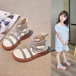 Elegant Party Kids Sandales Rome For Girls Summer Beach Shoe for Toddlers 2022 Baby Girl Sandals Fashion Fashion Righestones Shoe G220523