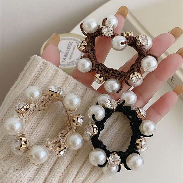 Porte-queue de poney en perles pour femmes, élégant, bandes de caoutchouc, anneau de cheveux attaché, accessoires de coiffure, bijoux, prix en vrac