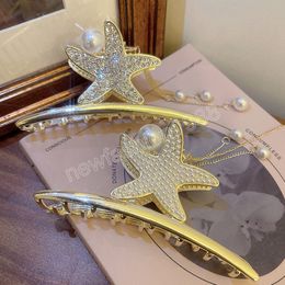 Élégante perle étoile de mer étoile de mer épingles à cheveux mode féminine simple queue de cheval pince à cheveux pince à cheveux pour fille ornement cadeaux