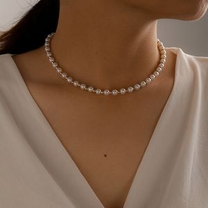Collier ras du cou élégant en pierre de perle pour femmes, breloques perlées réglables, accessoires de bijoux de fête