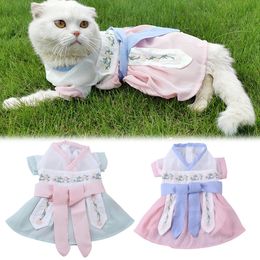 Costume élégant pour animaux de compagnie Style chinois Hanfu Cosplay Costume de chien vêtements chat Costume de fête fournitures pour animaux de compagnie vêtements pour chat chien 240228