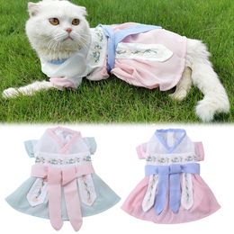 Costume élégant pour animaux de compagnie Style chinois Hanfu Cosplay Costume de chien vêtements chat Costume de fête fournitures pour animaux de compagnie vêtements pour chat chien 240226