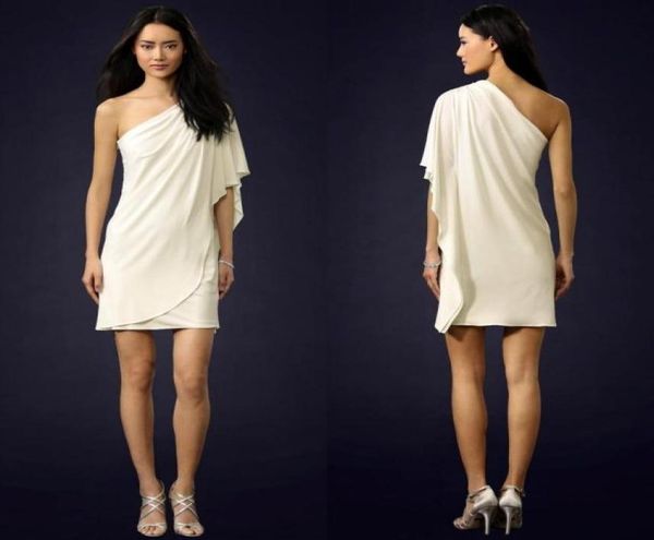 Élégant plissé une épaule de style grec ajusté de courtes mini-robes de fête à double couches