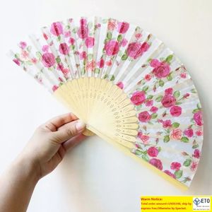 Elegante Plum Cherry Blossom Silk Fan Wedding Rose Flower Hand Fan Design Ideeën Geschenk