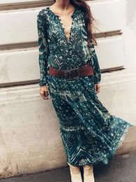 Élégant imprimé en mousseline de soie à manches longues chemise jupes plissées 2 pièces ensemble femmes Vintage haut ample robe costume tenues de mode 240312