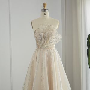 Elegant Prom Empire-jurken Organza Net Ruche Paillette Strapless mouwloze mouwloze veter-lacentjes clubjurk op maat gemaakte formele avondjurk sweep plus size