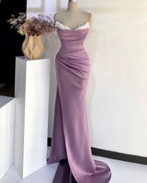Elegant Purple Plus Size Mermaid Evening Dresses for Women Sweetheart Pearls Birthday Prom Celebrity Pageant Formal Special Occasion Dress Party Gowns