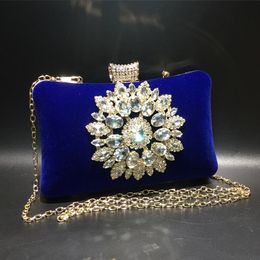 Élégant violet velours femme cocktail sacs à main diamants cloutés rose rouge dîner formel sacs à main bleu royal pochette femmes 240117