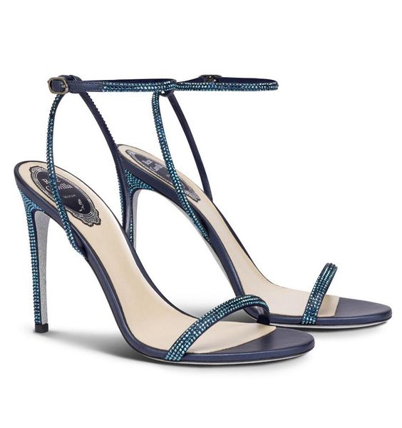 ReneCaovilla Ellabrita – sandales élégantes pour femmes, chaussures à bretelles en cristal, pour fête de mariage, talons chaton, grande taille 43