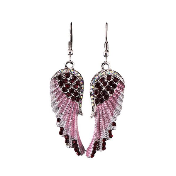 Boucles d'oreilles pendantes ailes d'ange rétro élégantes, mode Unique strass plume boucles d'oreilles gothiques bijoux pour femmes cadeau