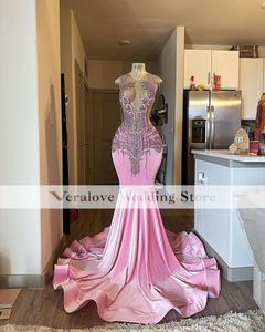 Elegant Rhinestone Mermaid Prom jurken 2024 zwarte meisjes zeemeermin feestjurk avondjurken fluweelvestidos de gala