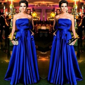 Robes de soirée élégantes bleu royal sans bretelles Dubaï Moyen-Orient robes formelles avec poches robe de bal tenue de soirée robes de novia