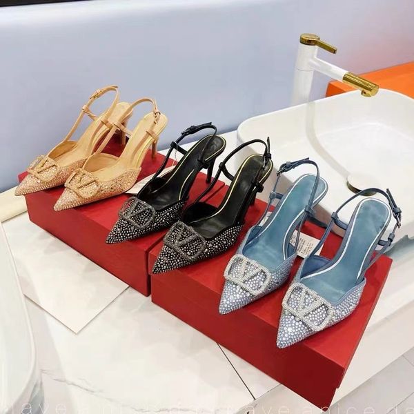 Sandales élégantes Designer Femmes Chaussures de mariage à talons hauts avec décoration en strass de dos