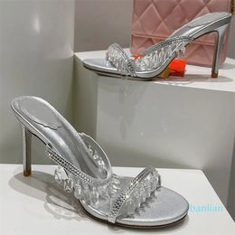 Sandales élégantes chaussures diamant chaussures ornées de cristal entrecroisé brides de cheville talons hauts chaussures de marche sexy robe avec boîte