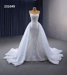 Robe de mariée sirène paillettes élégantes perles bretelles Spaghetti SM231049