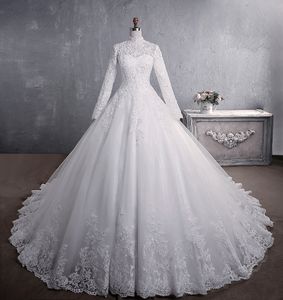 Elegante sexy una línea vestidos de novia encaje cuello alto mangas largas vestidos de novia vestidos de novia vestidos de novia lujo tul tul bride gown jardín vestidos de novi 2024