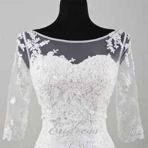 Veste en dentelle nuptiale élégante Batesu à manches longues appliques enveloppe de gaine Bridal Bolero Veste de haute qualité sur mesure pour le mariage DR 265M