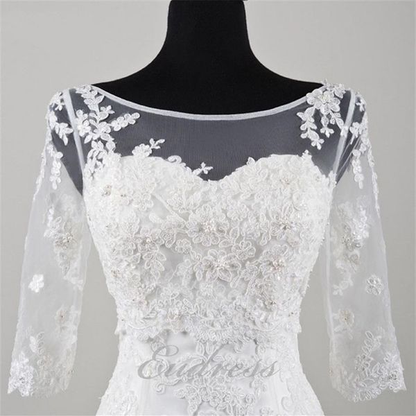 Elegante chaqueta de encaje nupcial pura Batesu mangas largas apliques envoltura envoltura nupcial Bolero chaqueta de alta calidad por encargo para Weddi267b