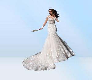 Elegante pure pure hermid Mermaid Wedding Jurken 2023 Vintage Lace Mermaid Vestido de Novia Court Train Summer Beach Bridal Jurns3298193