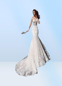 Élégants robes de mariée sirène à manches longues 2023 sirène en dentelle vintage vestido de novia cour de terrain de la plage d'été 6643208