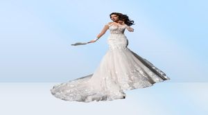 Elegante pure hermid Mermaid Wedding Jurken 2023 Vintage Lace Mermaid Vestido de Novia Court Train Summer Beach Bridal Troags4074079