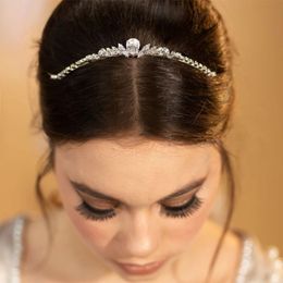 Élégant Strass Brillant Coiffes Irrégulières Ruban Couronnes De Mariage Argent Perlé Diadèmes De Mariée Strass Tête Pièces Accessoires De Cheveux Couronne De Quinceanera