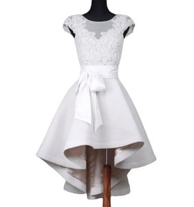 Elegante korte witte schoolgalajurken Aline Jewel Neck Mouwloos kanten korset Ruches Rok Galajurk Formele toga9394745