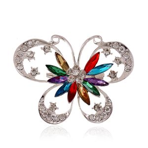 Élégant argent plaqué cristal autrichien papillon broches pour femmes mode broche broche bijoux de mariage beau cadeau en gros