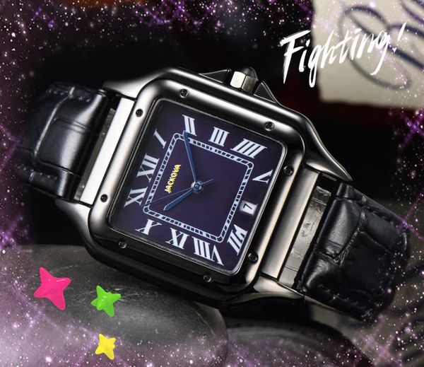 Montres pour hommes élégantes simples et généreuses bracelet en cuir noir marron mouvement à quartz horloge bouton processus de dessin de fil date automatique tous les cadeaux de montre de super crime