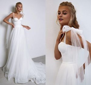 Elegante y simple tul Vestidos de novia de talla grande Vestidos de novia Correas espaguetis Cariño Longitud del piso Matrimonio en niveles Vestidos de segunda recepción por encargo