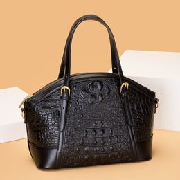 Elegante tas met één handgreep met grote capaciteit voor vrouwen - retro krokodile print shell draagtas met schouder- en crossbody -opties