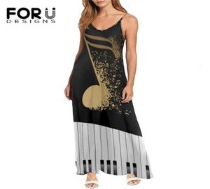 Robe de glissement élégante pour femmes notes de musique imprimer l'été décontracté robes maxi libres sexy backless de cojer Mujer W2206189775687