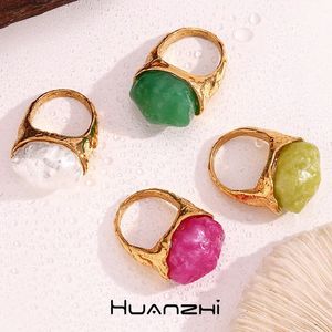 Bague Alien en métal et résine acrylique colorée en acier inoxydable, élégante, pour femmes et filles, bijoux Vintage, cadeau HUANZHI 240312