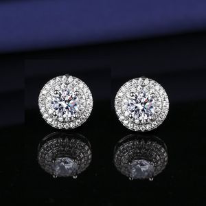 Boucles d'oreilles élégantes choucong bijoux de luxe 925 argent sterling rond rond Cut 5a cubic zircon cz diamant fête des femmes pavé de mariage zircon pour le cadeau de la fête des mères