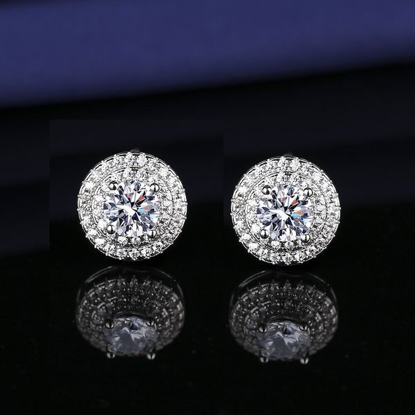 Boucles d'oreilles élégantes choucong bijoux de luxe 925 argent sterling rond rond Cut 5a cubic zircon cz diamant fête des femmes pavé de mariage zircon pour le cadeau de la fête des mères